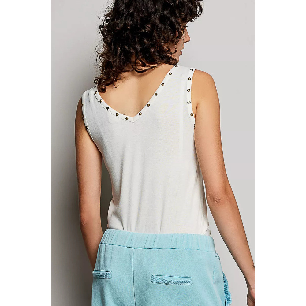 POL Studded Trim Button-Front Ruffle Detail Tank - Picture 4 of 8